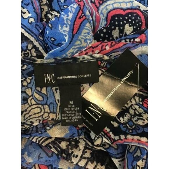 INC International Concept Top Medium Blue Paisley Scoop Neck 3/4 Sleeve New 1245 - Picture 4 of 5